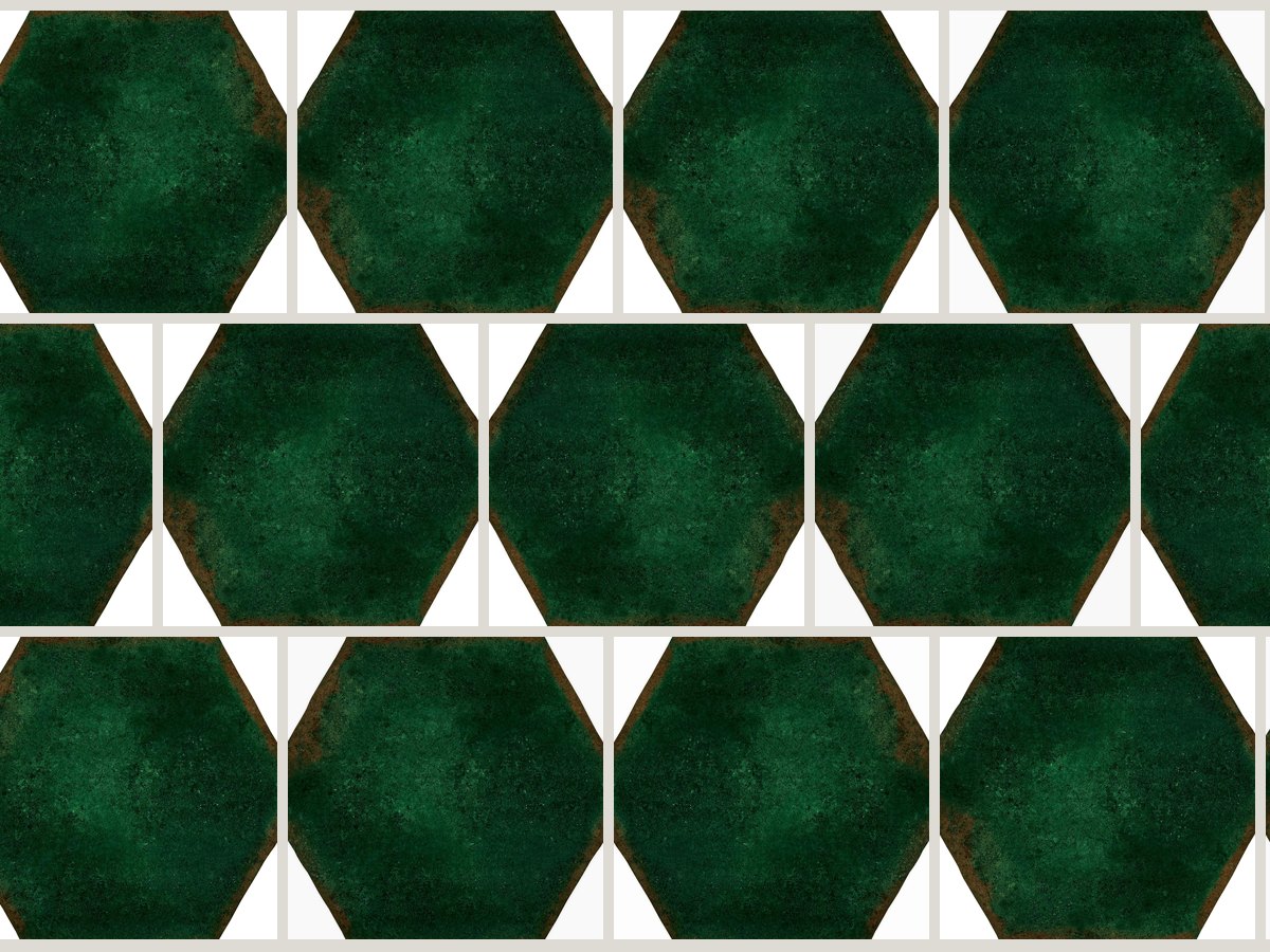 Antic Hexagon 15x17 / 6" Moss Glossy Duvar Karosu