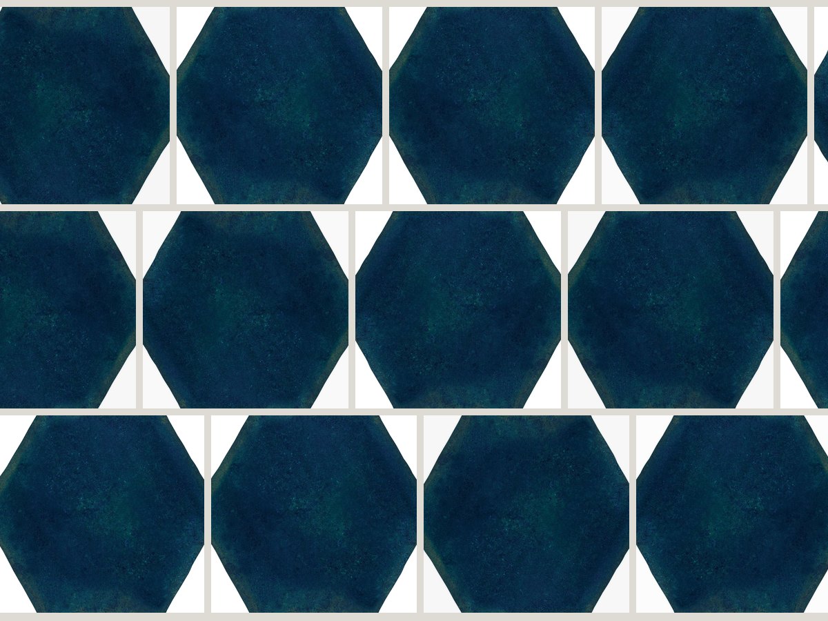 Antic Hexagon 15x17 / 6" Navy Glossy Duvar Karosu