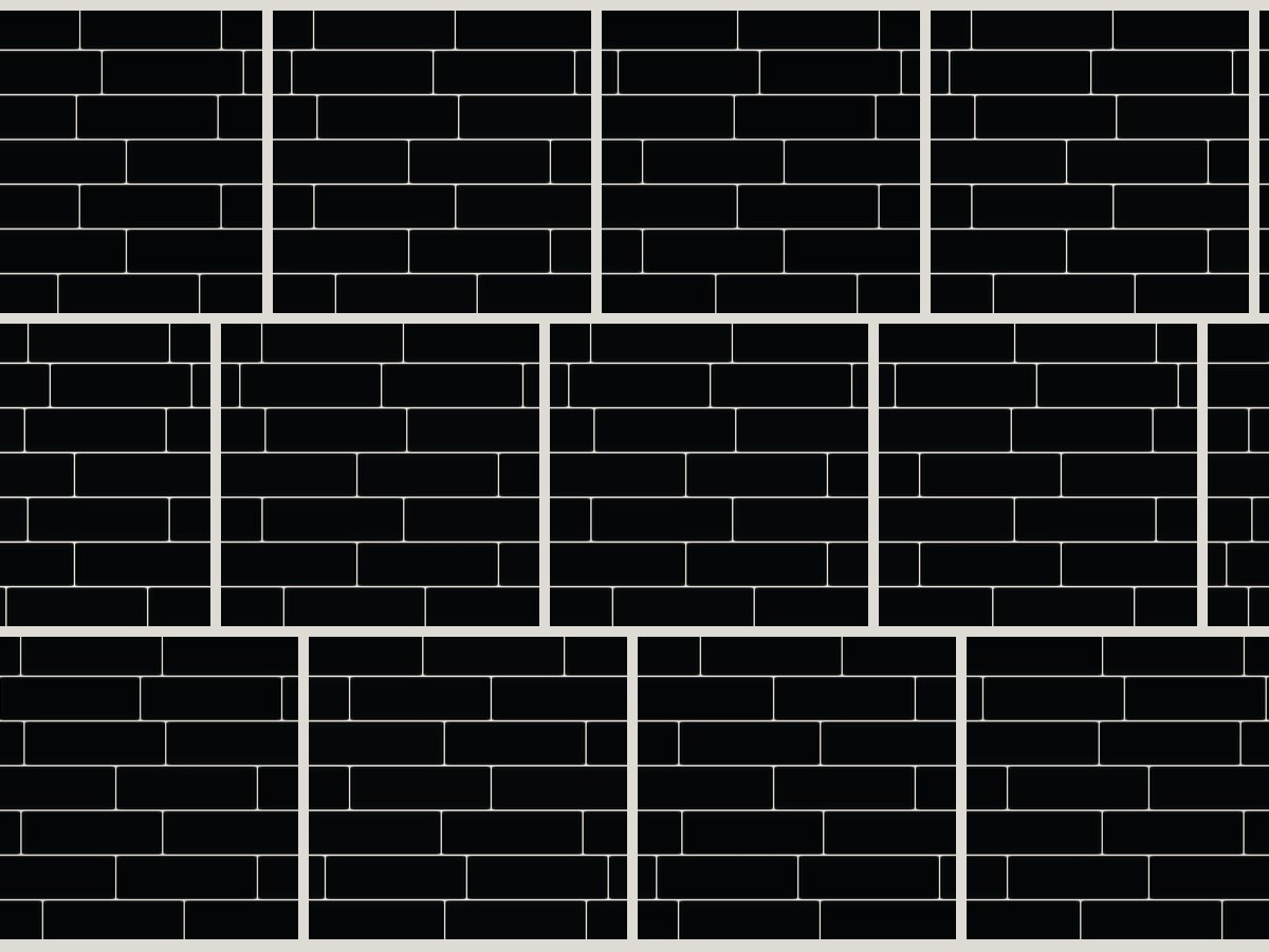 Flat 7,5x30 / 3"x12" Black Matt Duvar Karosu